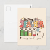 Batterijduur van een leraar – Relatable Educator Briefkaart (Voorkant / Achterkant)
