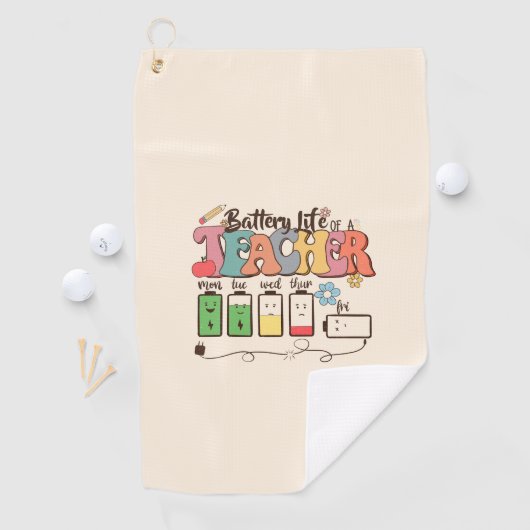 Batterijduur van een leraar – Relatable Educator Golfhanddoek (Insitu)