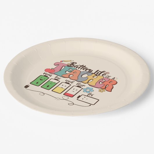 Batterijduur van een leraar – Relatable Educator Papieren Bordje (Gekanteld)