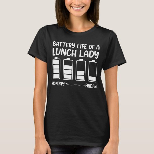 Batterijduur van een lunchdame Terug naar school T-shirt (Voorkant)