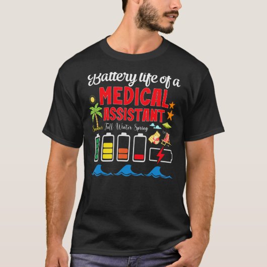 Batterijduur van een medisch assistent-zomerbloem t-shirt (Voorkant)