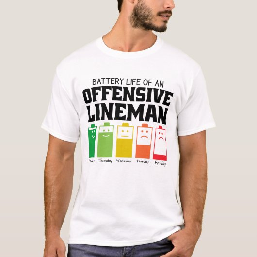 Batterijduur van een offensieve Lineman T-shirt (Voorkant)