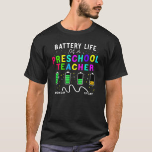 Batterijduur van een schoolleraar op maandag vrijd t-shirt