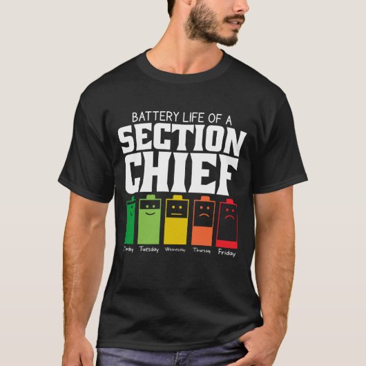 Batterijduur van een sectiehoofd t-shirt (Voorkant)
