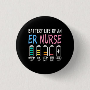 Batterijduur van een SEH-verpleegkundige humor gra Ronde Button 3,2 Cm