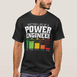 Batterijduur van een stroomtechnicus t-shirt