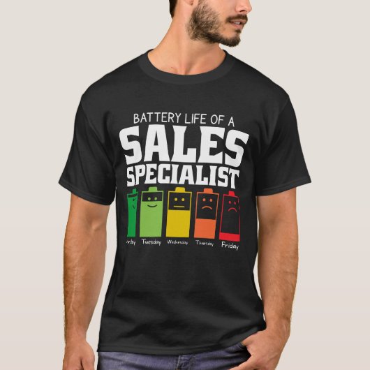 Batterijduur van een verkoopspecialist t-shirt (Voorkant)