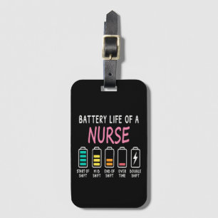 Batterijduur van een verpleegster humor grafiek bagagelabel
