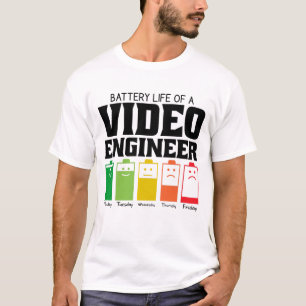 Batterijduur van een videotechnicus t-shirt