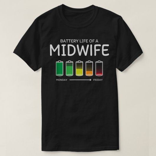 Batterijduur van een vroedvrouw Friends Doula Budd T-shirt (Design voorkant)