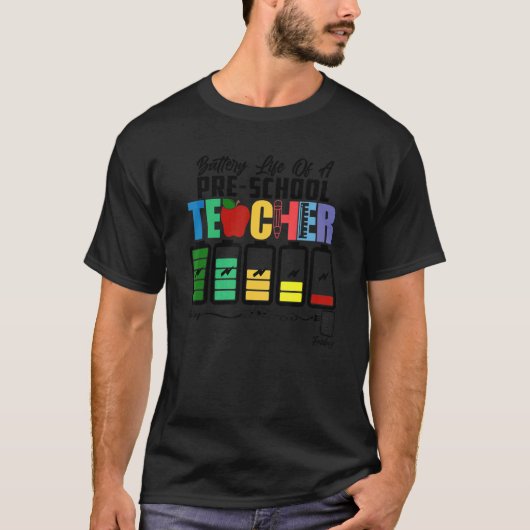 Batterijduur van voorschoolse voorleraar terug naa t-shirt (Voorkant)