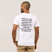 Batterijkooi, dit is een eierfabriek t-shirt (Achterkant volledig)