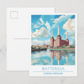 Battersea Londen Engeland Vintage Travel Briefkaart (Voorkant / Achterkant)