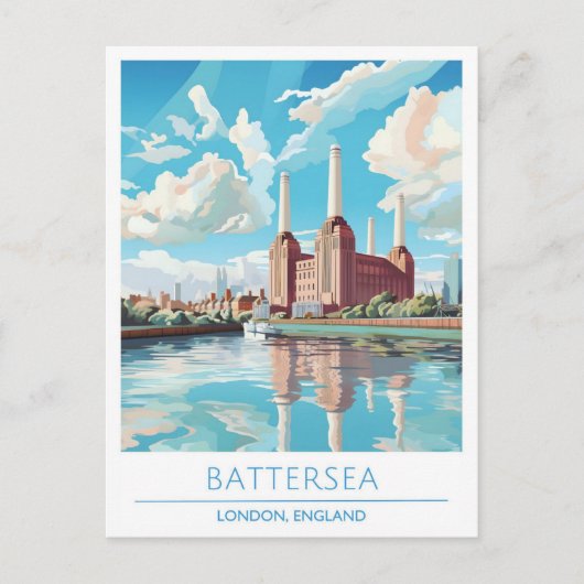 Battersea Londen Engeland Vintage Travel Briefkaart (Voorkant)