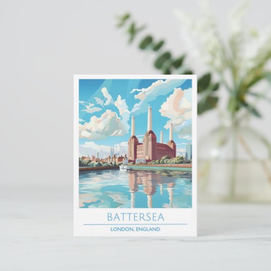 Battersea Londen Engeland Vintage Travel Briefkaart (Staand voorkant)