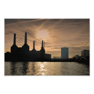 Battersea Power Station Thames London Foto Afdruk