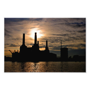 Battersea Power Station Thames London Foto Afdruk
