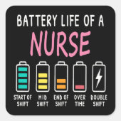 Battery life of a nurse humor chart vierkante sticker (Voorkant)