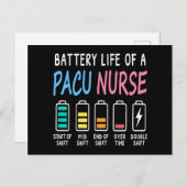 Battery life of a PACU nurse levels humor Briefkaart (Voorkant / Achterkant)