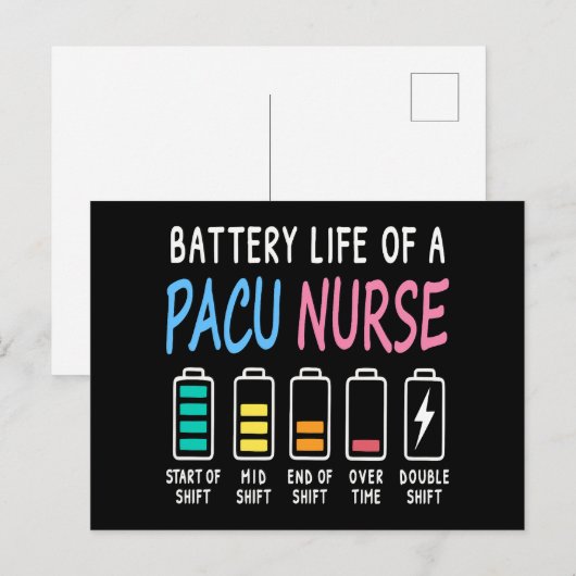 Battery life of a PACU nurse levels humor Briefkaart (Voorkant / Achterkant)