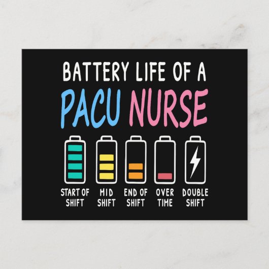 Battery life of a PACU nurse levels humor Briefkaart (Voorkant)