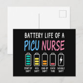 Battery life of a PICU nurse humor chart Briefkaart (Voorkant / Achterkant)