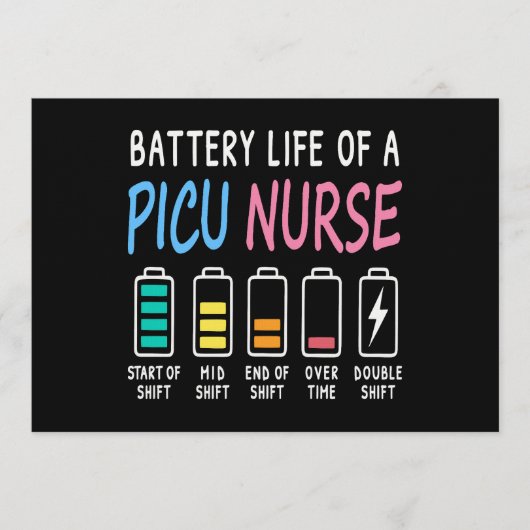 Battery life of a PICU nurse humor chart Kaart (Voorkant)