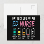 Battery life of an ED nurse levels humor Briefkaart (Voorkant / Achterkant)