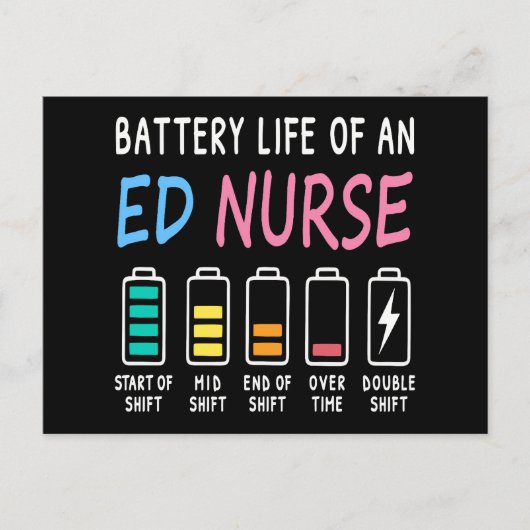 Battery life of an ED nurse levels humor Briefkaart (Voorkant)