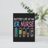 Battery life of an ER nurse humor chart Briefkaart (Staand voorkant)