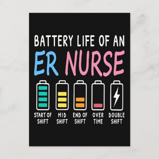 Battery life of an ER nurse humor chart Briefkaart (Voorkant)