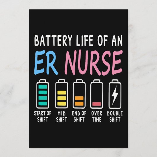 Battery life of an ER nurse humor chart Kaart (Voorkant)