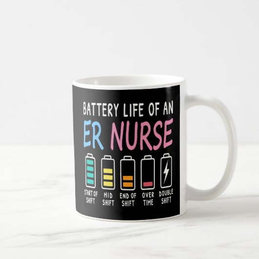 Battery life of an ER nurse humor chart Koffiemok (Rechts)