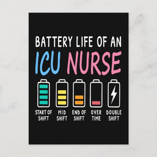 Battery life of an ICU nurse humor chart Briefkaart (Voorkant)