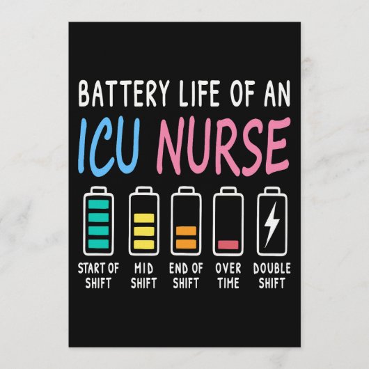 Battery life of an ICU nurse humor chart Kaart (Voorkant)