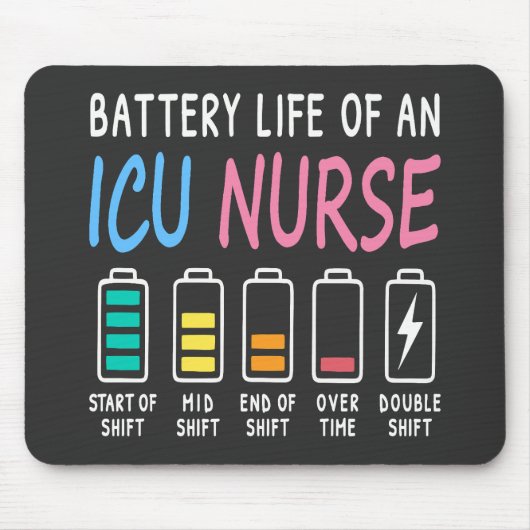 Battery life of an ICU nurse humor chart Muismat (Voorkant)