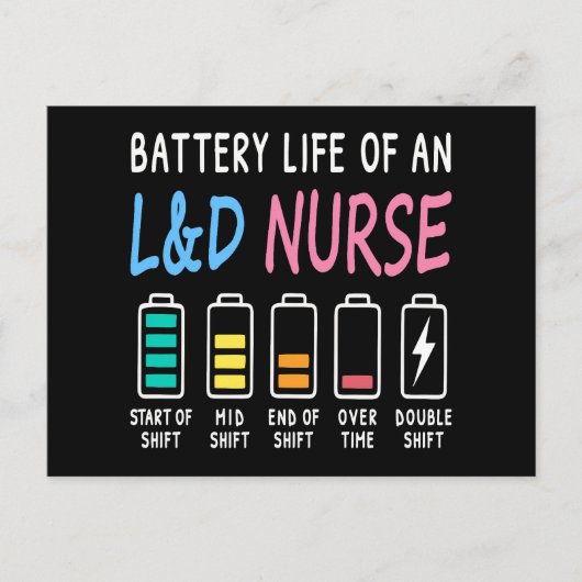 Battery life of an L&D nurse humor chart Briefkaart (Voorkant)