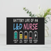 Battery life of an L&D nurse humor chart Kaart (Staand voorkant)