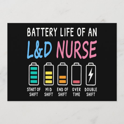 Battery life of an L&D nurse humor chart Kaart (Voorkant)