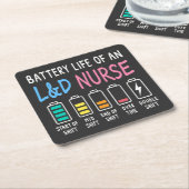 Battery life of an L&D nurse humor chart Kartonnen Onderzetters (Schuin)