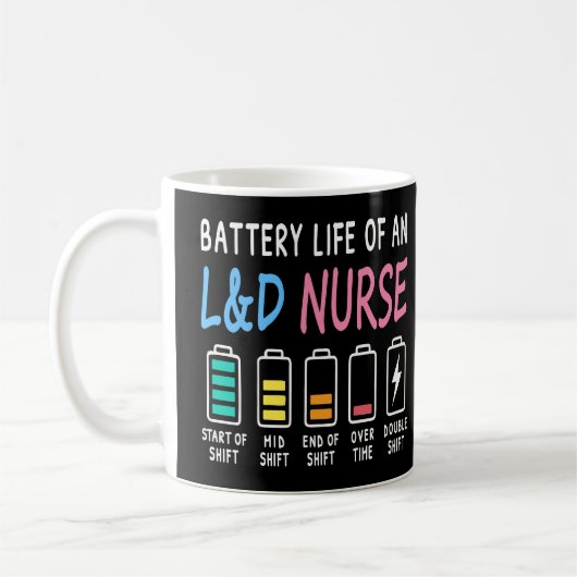 Battery life of an L&D nurse humor chart Koffiemok (Links)