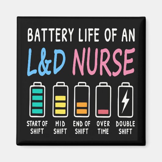 Battery life of an L&D nurse humor chart Magneet (Voorkant)