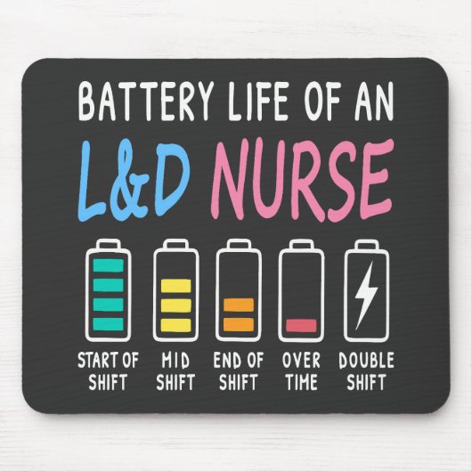 Battery life of an L&D nurse humor chart Muismat (Voorkant)
