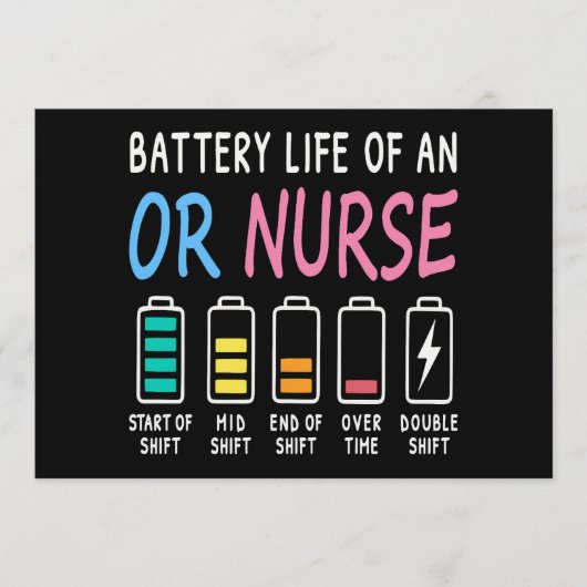 Battery life of an OR nurse humor chart Kaart (Voorkant)