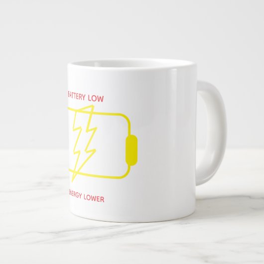 Battery Low Mug – Funny Energy Low Coffee Mug Grote Koffiekop (Voorkant rechts)