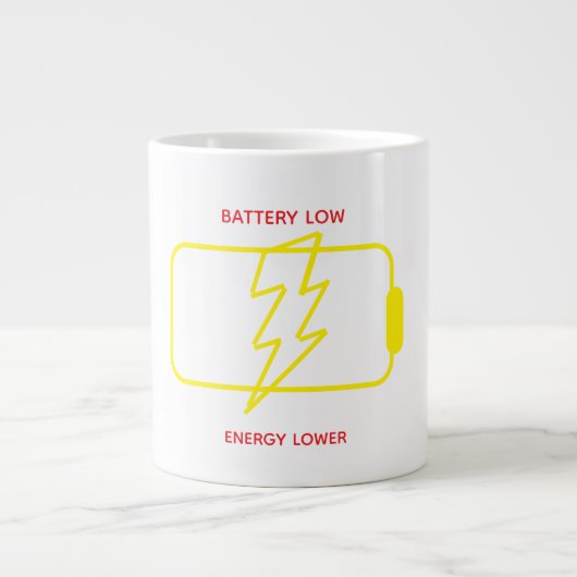Battery Low Mug – Funny Energy Low Coffee Mug Grote Koffiekop (Voorkant)