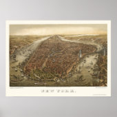 Battery Park, NY Panoramic Map - 1873 Poster (Voorkant)