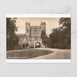 Battle Abbey Gateway Vintage Sepia Uitzicht Briefkaart