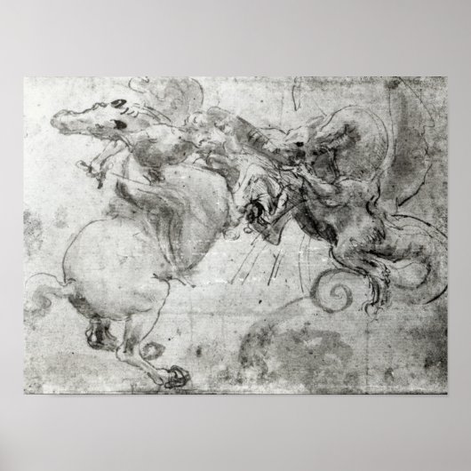 Battle between a Rider and a Dragon, c.1482 Poster (Voorkant)