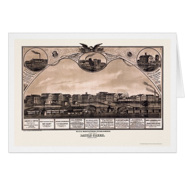 Battle Creek, MI Panoramic Map - 1869 (Voorkant Horizontaal)